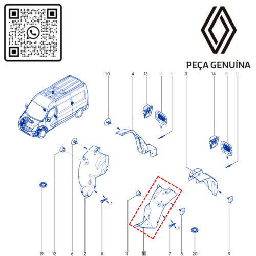 RN 11709R 638411709R PROTETOR DA CAIXA DA RODA PARA CARROCER 3